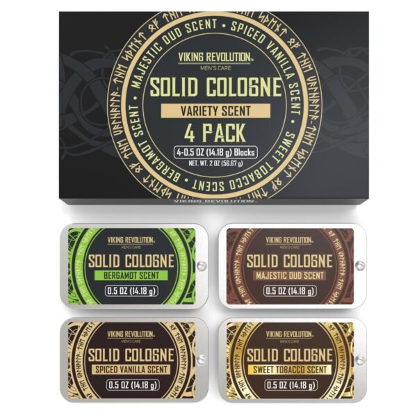 Viking Revolution 4 Pack Mens Colognes - 0.5 Oz Solid Perfume with Spiced Vanilla, Sweet Tobacco, Majestic Oud, Bergamot - Travel Wax Balm Cologne - Image 9