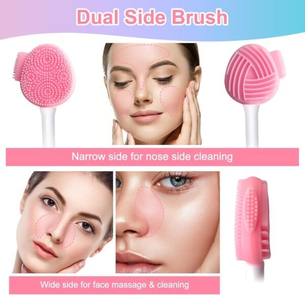 Silicone Face Scrubber Face Mask Brush Exfoliating Lip Brush Cleansing Brush Facial Cleansing/Wash Brush Exfoliator Blackhead Skin Care Tool Makeup Removes Dead & Dry Skin for Women Grils - Image 5