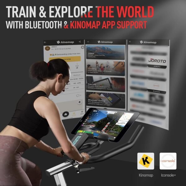 JOROTO X2|X2PRO Exercise Bike, X4S Bluetooth Stationary Indoor Cycling Bike with Readable 100 Levels Magnetic Resistance, Plus 12.6 inch Tablet Bracket Exercise Bikes for Home - Image 8