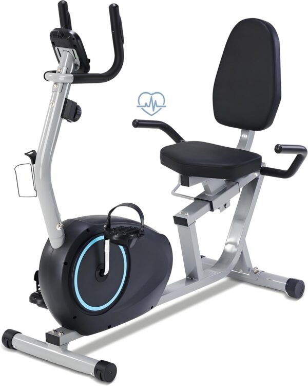 Recumbent Exercise Bike for Seniors - Quick Adjust Seat, Magnetic Recumbent Bike with Quiet 16-Level Resistance, 400LB Weight Capacity, Backlit LCD Monitor, Heart Rate Handle - Image 2