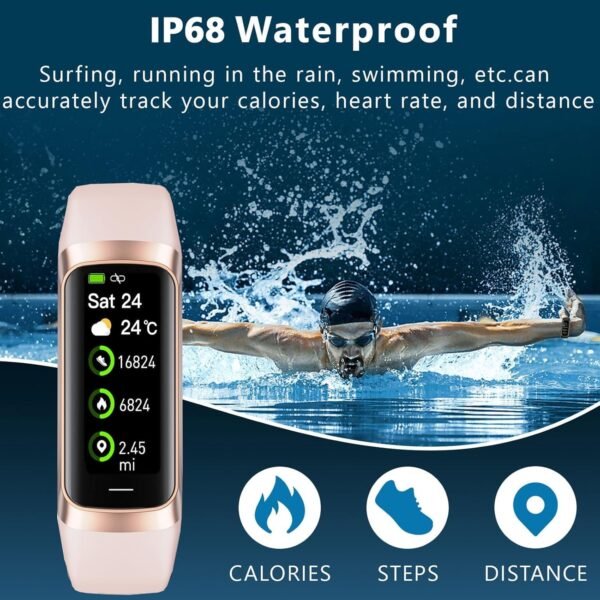 Fitness Tracker with 24/7 Heart Rate Sleep Blood Oxygen Monitor,IP68 Waterproof Smart Watch,1.10''AMOLED Touch Color Screen,Step Counter Health Activity Trackers for Women Men - Image 5