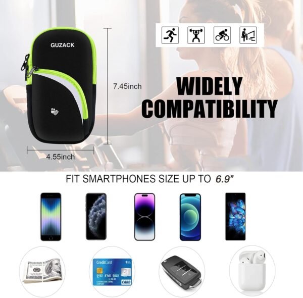 Armband Cell Phone Holder for Running Workout Exercise Sports Phone Arm Bands Pouch Bag, Running Armband for iPhone16 15 14 13 12 11 Pro Max XS XR X Plus Samsung Galaxy Up to 6.9" - Image 3