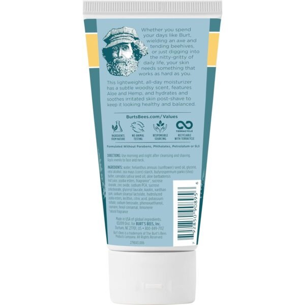Burt’s Bees Soothing Moisturizer + After Shave with Aloe & Hemp, For Men, 2.5 Ounces - Image 14