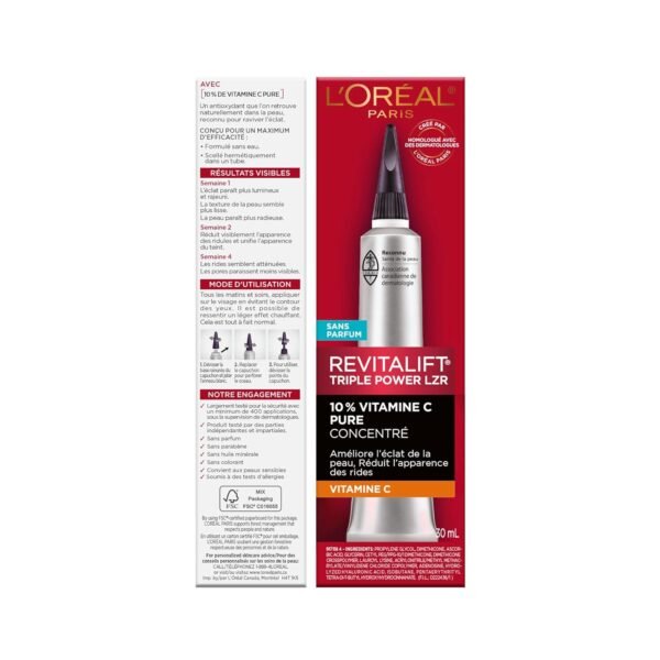 L'Oreal Paris Revitalift 10% Pure Vitamin C Face Serum, Brighter Skin, Reduced Wrinkles, Fragrance Free 1 0z. - Image 12