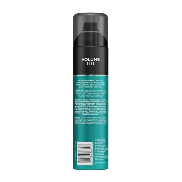 John Frieda Volume Lift Hairspray, Volumizing Hairspray with Air-Silk Technology for Fine or Flat Hair, Adds Body, Long-Lasting Hold, and Fullness for Fine, Thin Hair, 10 Oz - Image 3