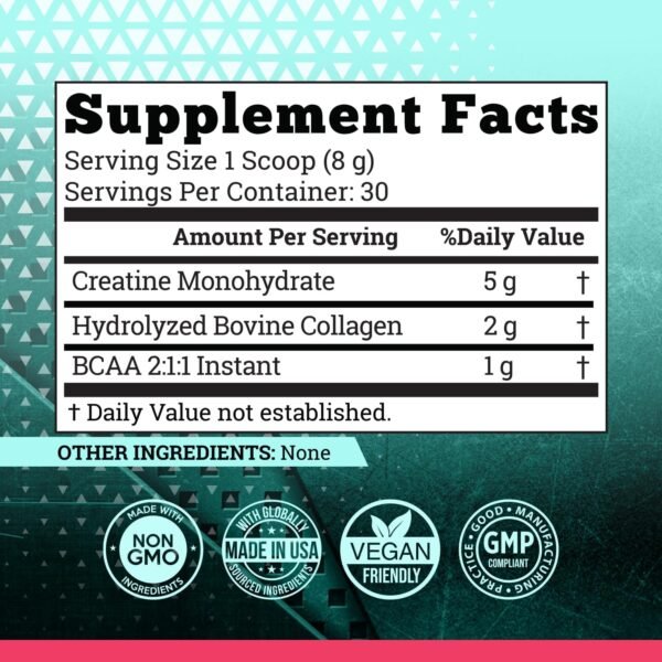 5g Creatine Monohydrate Powder Optimized for Women Booty Gain +2000mg Collagen +1g BCAA 2:1:1 (No Fillers) Supports Lean Muscles & Recovery, Pump, Energy & Stamina - Micronized, Natural & Made in USA - Image 4