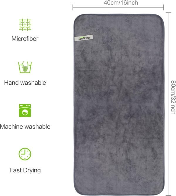 KinHwa Gym Towels for Men Sweat Absorbent Workout Towels Soft Microfiber Sports Towel Perfect Size for Workouts, Yoga, Running, Biking or Camping 16inch x 31inch 3 Pack Gray - Image 8
