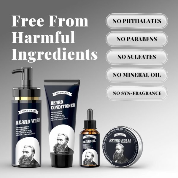 Beard Growth Kit - Mobiuty Men's Beard Care Kit with Natural Ingredients, Includes Beard Wash, Beard Oil, Beard Conditioner, Beard Balm and Beard Comb, Gift Set for Boyfriend Husband Fathers - Image 5