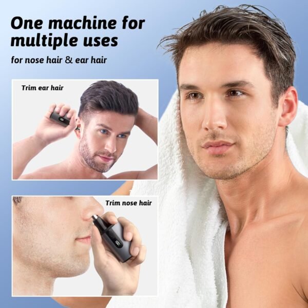 Nose Hair Trimmer for Men, Ear and Nose Trimmer for Men with Fast Charging Built-in Battery, Portable Nose Hair Trimmer for Women，LCD，Dual Edge Blade，High Speed 12000 RPM Motor - Image 9