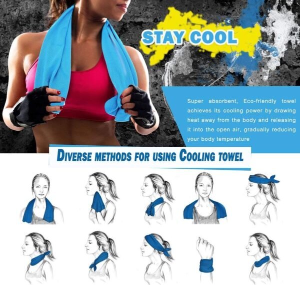 4 Packs Cooling Towel (40 x 12), Ice Towel, Microfiber, Soft Breathable Chilly Towel Stay Cool for Yoga, Workout, Sport, Gym, Camping, Fitness, Running, Workout & More Activities - Multicolor - Image 6