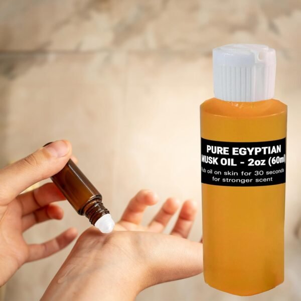 AromaZen 2oz (60ml) Pure Egyptian Musk Oil for Women & Men with Amber Glass Empty Roll On Bottle 10ml - Best Original Fragrance Aromatherapy Perfume Cologne Essential Body Oil in Bulk - Image 4