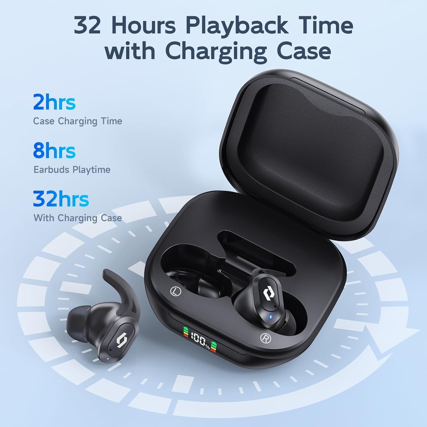 Wireless Ear buds Bluetooth Earbuds Wireless Charging Case Waterproof Headphones Built in Microphone Stereo Bass 64H Playback LED Power Display for iPhone Android Phones Computer Sports Gaming Workout - Image 7