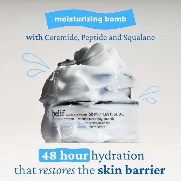 belif The True Cream Moisturizing Bomb | New and Improved | 48hrs of Moisture | Restores Skin Barrier | Peptide, Ceramide, Squalane | Skincare Daily Moisturizer Face Cream | All Skin Types | K-beauty - Image 4