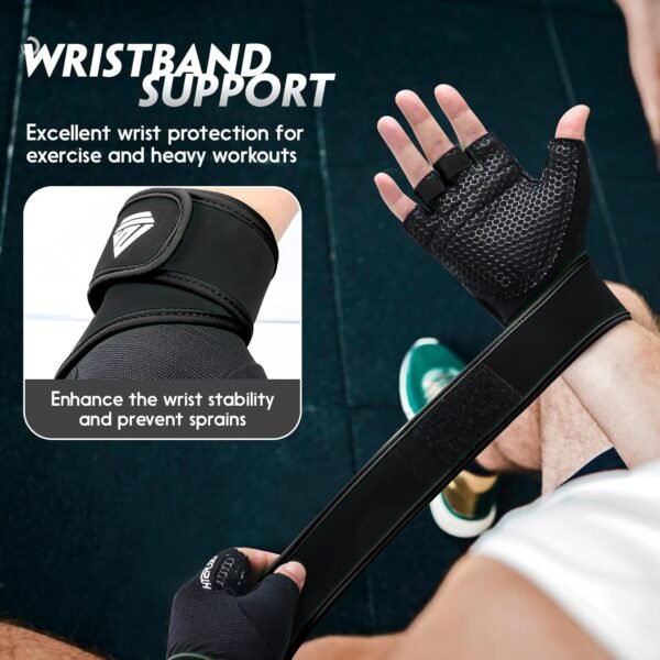 Workout Gloves Gym Gloves Weight Lifting Gloves for Men Women with Full Palm Pad,Strong Wrist Wraps Support,Enhanced Grip,for Fitness,Training,Weightlifting,Exercise - Image 3