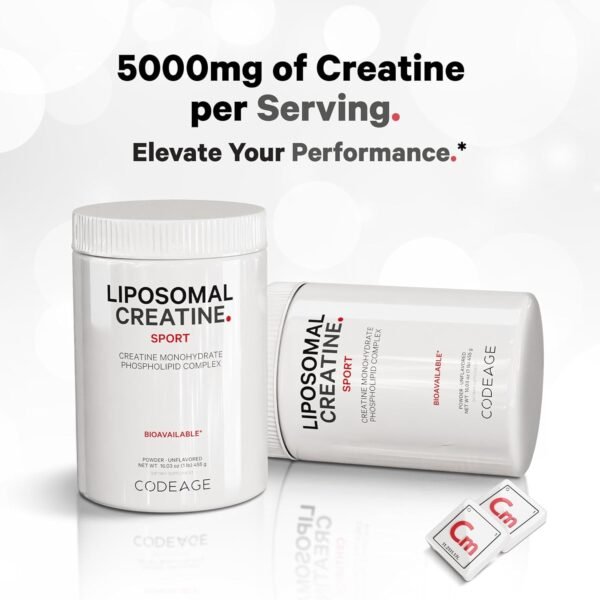 Codeage Liposomal Creatine Powder Supplement - 3-Month Supply - 5000mg Creatine Monohydrate Pre Workout & Post Workouts - Unflavored Creatine, Pure Creatine Powder, Creatinine for Sports - 90 Servings - Image 5