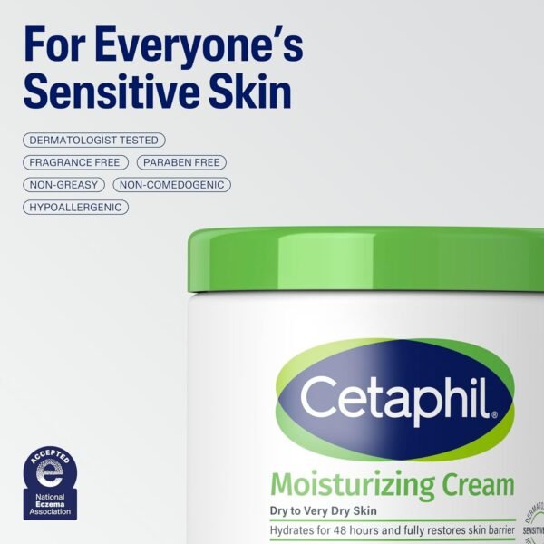 Cetaphil Face & Body Moisturizer, Hydrating Moisturizing Cream for Dry to Very Dry, Sensitive Skin, NEW 8.8 oz, Fragrance Free, Non-Comedogenic, Non-Greasy (Packaging May Vary) - Image 8