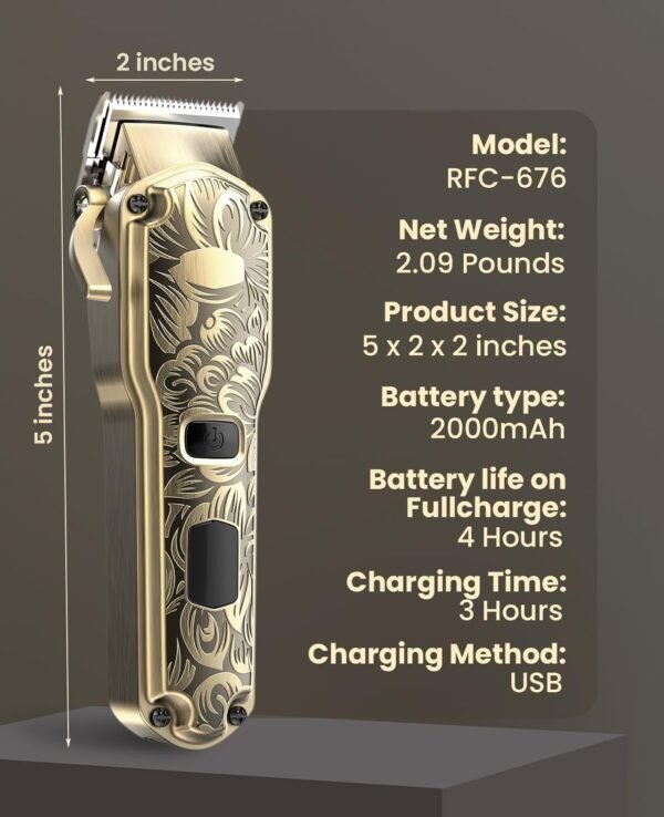 Jack & Rose Cordless Hair Clippers, Mens Hair Clippers, Wireless Clippers for Men, Barber kit Professional Clippers for Men - Image 8