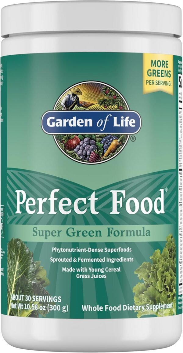Garden of Life Perfect Food Super Green Formula - 30 Servings | 45 Superfoods, Greens, Fruit & Veggie Juice Superfood Powder Supplement, Probiotics & Organic Spirulina for Digestion & Immune Health - Image 2