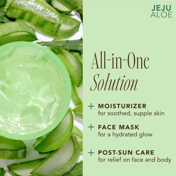 The Face Shop Jeju Aloe Soothing Gel | Multi-use Moisturizing & Soothing Gel For Face, Body & Sun Burn Care | 95% Aloe Vera Extract, All Skin Types, 10.14 fl oz, Korean Skincare - Image 7