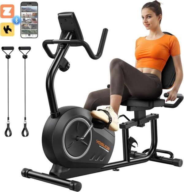 YOSUDA PRO Recumbent Exercise Bike for Home Use with Resistance Bands-Recumbent Bike with Smart Workout APP, Comfortable Seat, Pulse Sensor & 16-level Resistance - Image 2