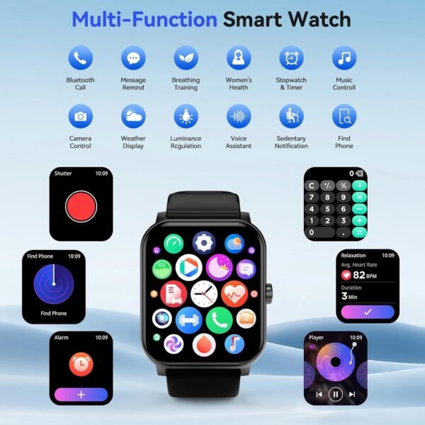 Smart Watch(Answer/Make Call), 1.85'' HD Smartwatch for Men Women, 2025 Fitness Tracker with 100+ Sport Modes, Heart/Sleep Monitor/Pedometer IP68 Waterproof Fitness Watch for Android iOS - Image 6