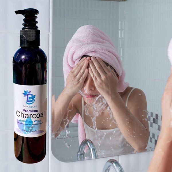 Diva Stuff Charcoal, Sulfur, Vitamin B3 and Tea Tree Premium Acne Control Face Wash - 8 Ounce - Image 5