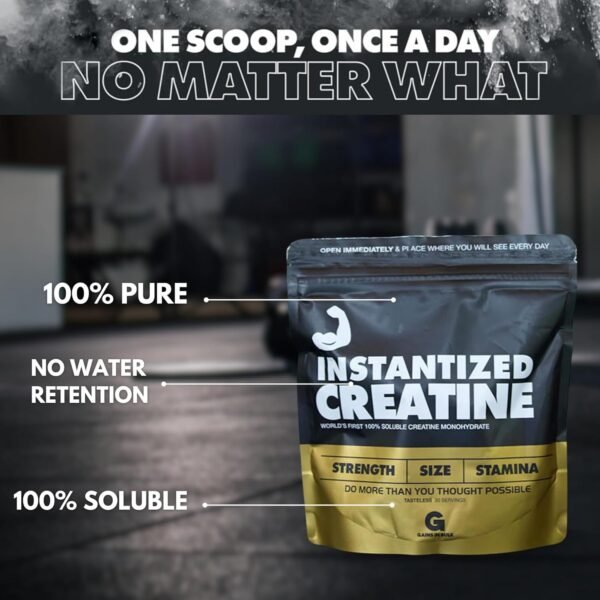 Instantized Creatine Monohydrate Gains in Bulk, Worlds First 100% Soluble Creatine for Strength, Performance, and Muscle Building (30 Servings) - Image 10
