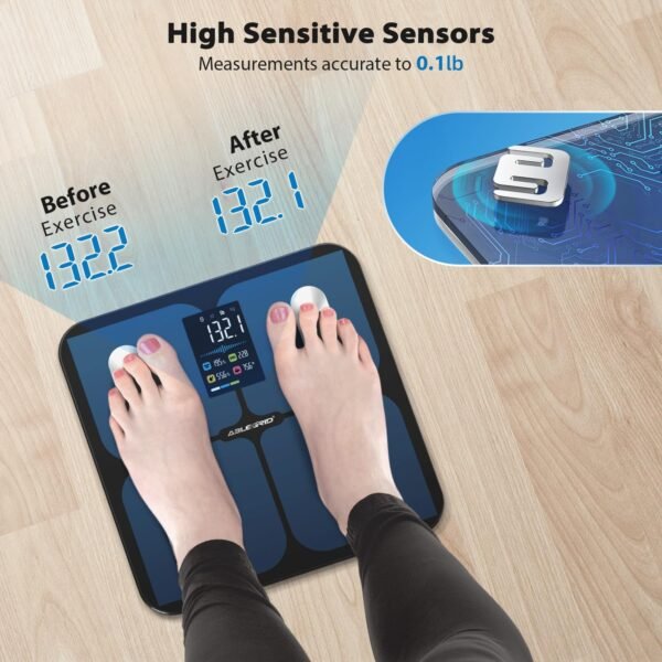 ABLEGRID Digital Smart Bathroom Scale for Body Weight and Fat Percentage,Body Fat Scale with BMI Large LCD Display,Accurate Body Composition Analyzer,Weighing Machine for People with Fitness App,400lb - Image 6