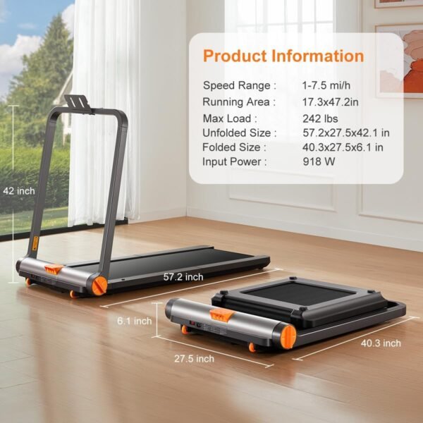WALKINGPAD MC11 Folding Treadmill 2 in 1 Walking Pad Under Desk Foldable Walking and Running Treadmills for Office and Home No Installation Required 1-7.5mph - Image 7