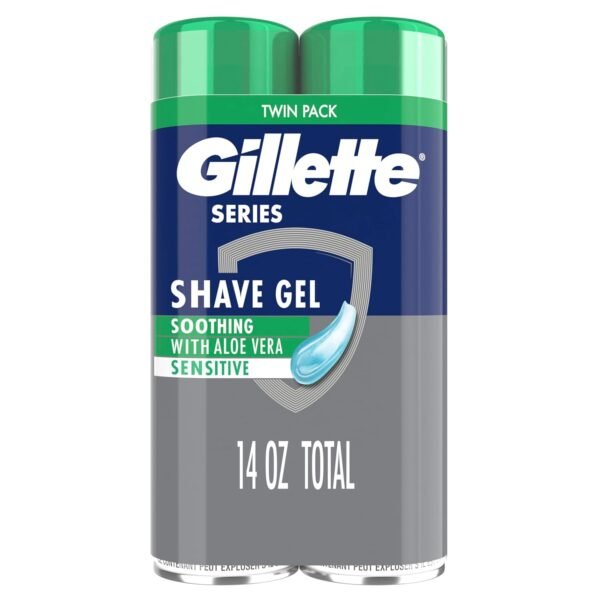 Gillette Series 3X Action Shave Gel, Sensitive Twin Pack, 7 Oz (Pack of 2) - Image 2