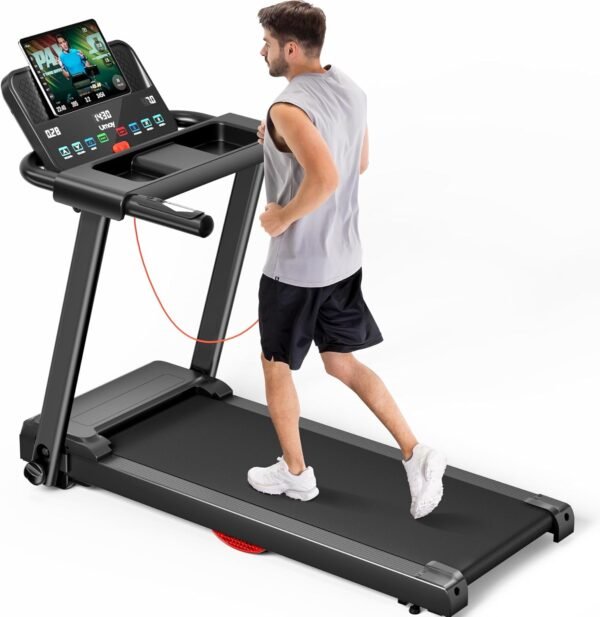Treadmills for Home, 3.0HP Quiet Brushless Folding Treadmill with Heart Rate Sensor, Dual Cushion System, 300lbs Weight Capacity, Holder for Cup & Phone - Image 2
