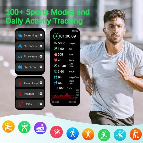 Military Smart Watch for Men with Call Function,Fitness Smartwatch for Android Phones and iPhone, Waterproof Fitness Tracker with Blood Oxygen/Heart Rate/Sleep/100+ Sport Modes, Watches for Men - Image 7