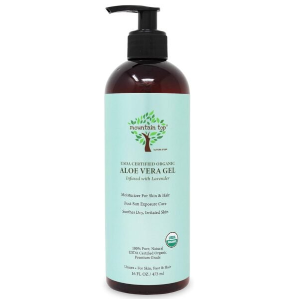 MOUNTAIN TOP Organic Aloe Vera Gel (16 fl oz / 473 mL) USDA Certified 100% Pure & Natural - For Extremely Dry & Itchy Skin - Image 2