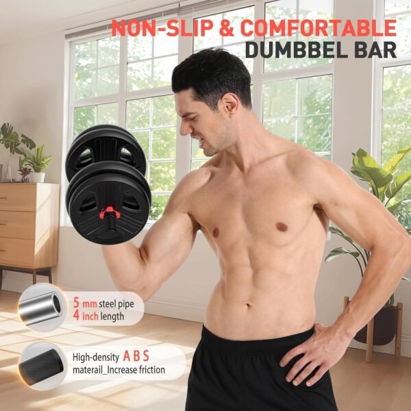 Adjustable Dumbbells Set, 20/30/40/55/60/70/80/90lbs Free Weight Set with Connector, 2 or 3 in 1 Dumbbells Set Used as Barbell, Kettlebells, Fitness Exercises for Home Gym Suitable Men/Women - Image 5