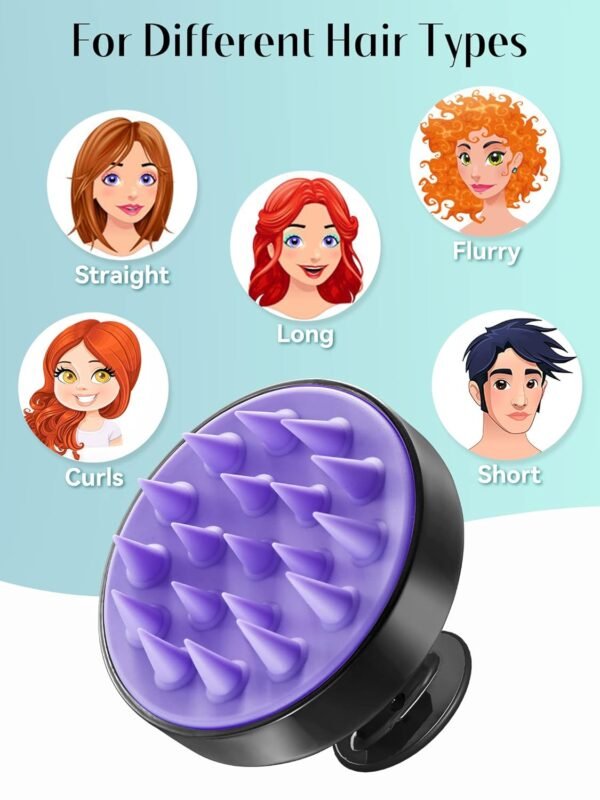 HEETA Shampoo Scalp Brush Massager Hair Growth, Scalp Scrubber with Soft Silicone Bristles for Hair Growth & Dandruff Removal, Hair Brush for Scalp Exfoliator, Black - Image 7