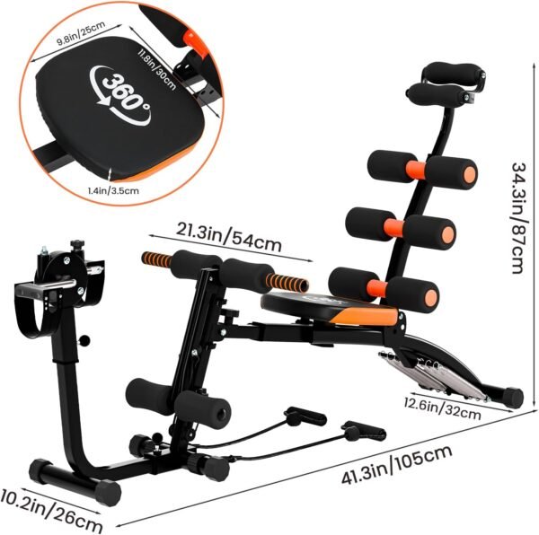 6-In-1 Ab Workout Bench for Home Gym, Adjustable Weight Bench, Ab Workout Machine, Multi-Functional Ab Exercise Equipment, Total Gym Machine, Sit Up Bench for Home Gym Indoor Outdoor. - Image 8