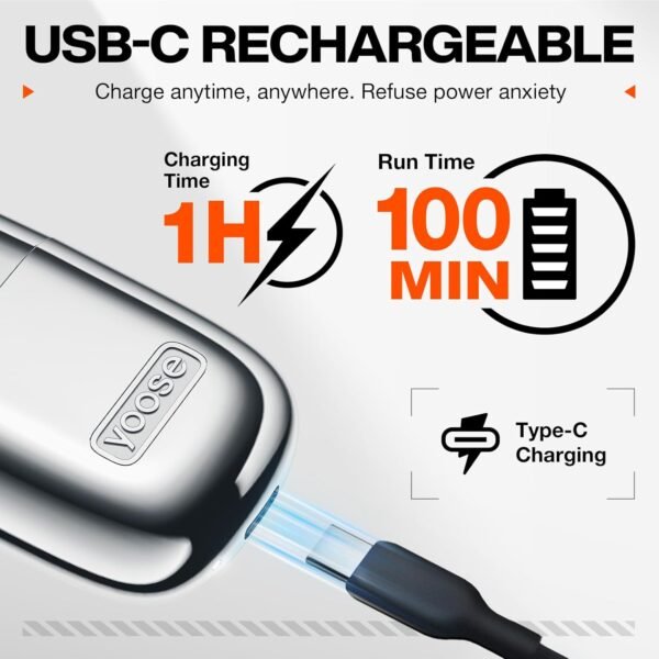 Nose Hair Trimmer, Alloy Rechargeable Nose Hair Trimmer for Men Women, IPX7 Waterproof, Detachable Head, Easy to Clean, Portable Travel Size Nose Trimmer, Dual Edged Blades, Painless, Silver - Image 6