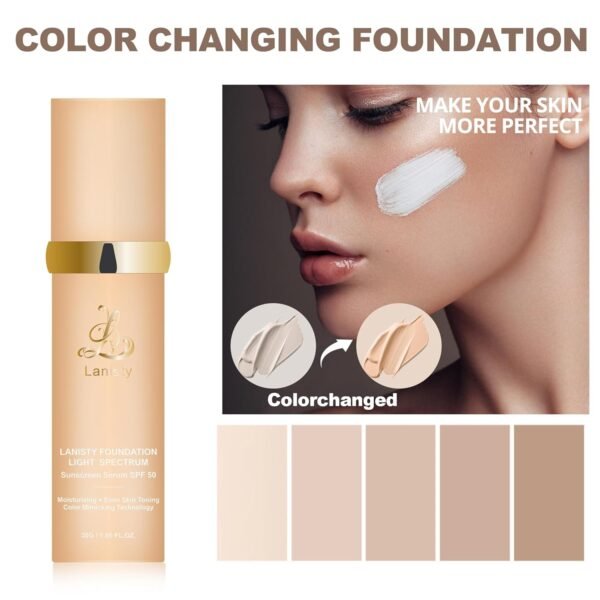 Color Changing Foundation 4in 1-Light Spectrum for FlawlessMoisturizing Makeup Foundation,Long-lasting, Matte, Waterproof,Lightweight - Image 5