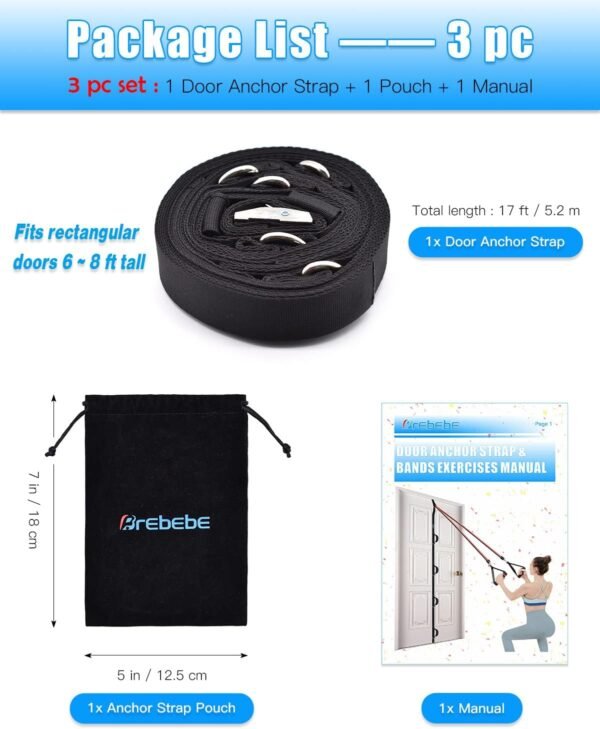 Brebebe Door Anchor Strap for Resistance Bands Exercises, Multi Point Anchor Gym Attachment for Home Fitness, Portable Door Band Resistance Workout Equipment, Easy to Install, Punch-Free, Nail-Free - Image 5