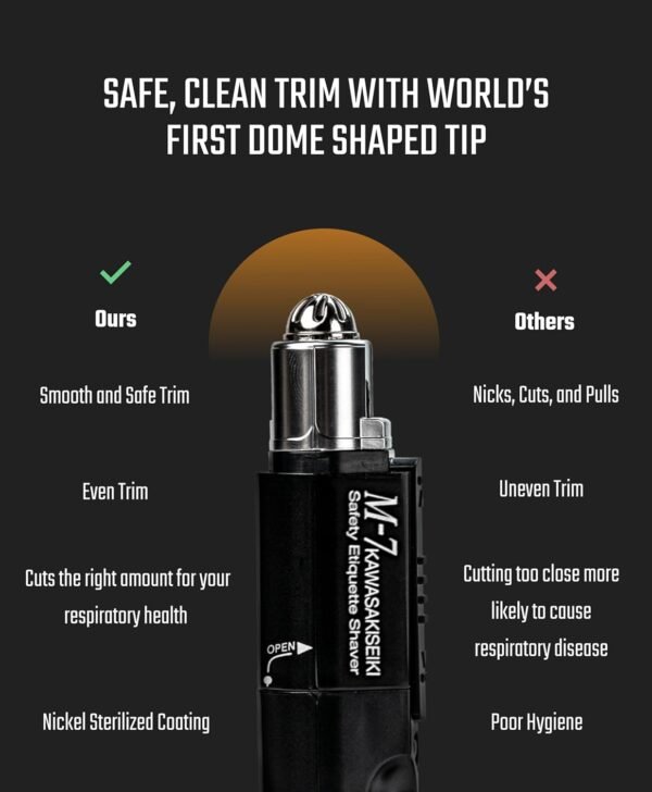 M-7 Nose Hair Trimmer – Multifunctional Nose, Ears and Eyebrows Hair Trimmer for Men with Nickel Sterilized Coating and Self-Cleaning Water Resistant Design – Travel Pouch Included - Image 3