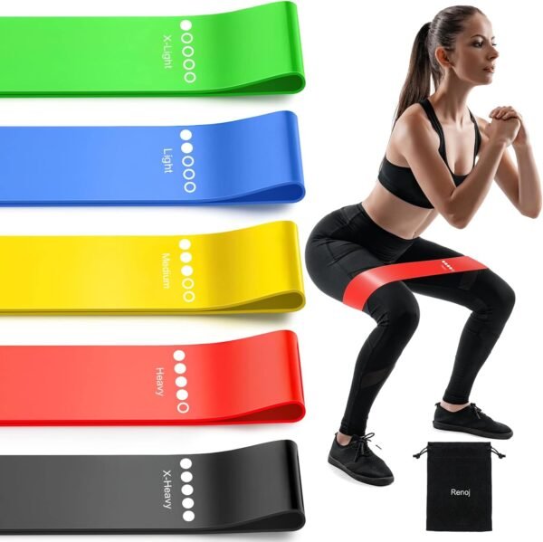 Renoj Resistance Bands for Working Out, Elastic Exercice Loop Bands for Physical Therapy, 5 Set of Stretch Bands for Booty Legs, with Instruction Manual and Carry Bag - Image 2