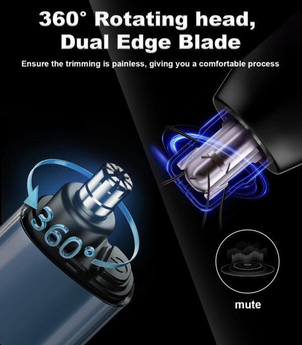 Nose Hair Trimmer for Men, 2024 Rechargeable Trimmer, Painless Eyebrow Facial Hair Shaver, LED Display Nose Clipper, Waterproof Dual Edge Blades Clipper for Easy Cleaning - Image 5
