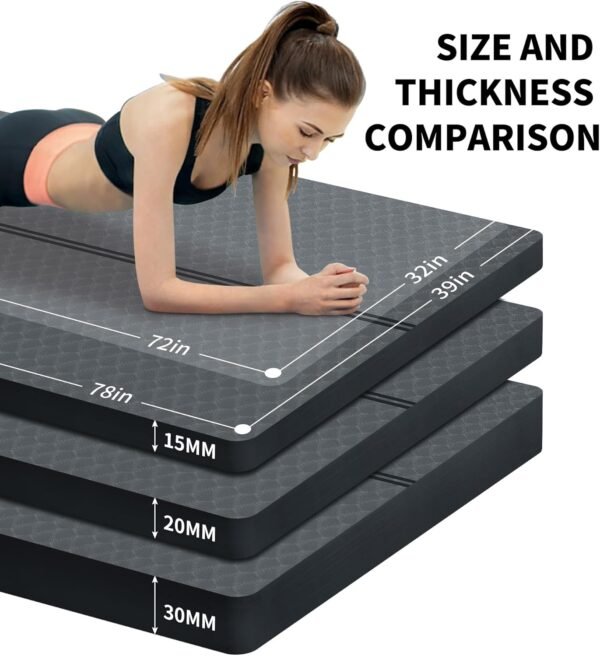 nuveti Large Exercise Mat - 15mm/20mm/30mm Thick Yoga Mat | Workout Mat for Fitness, Yoga, Pilates, Stretching & Floor Exercises for Women & Men with Free Carrying Bag - Image 5