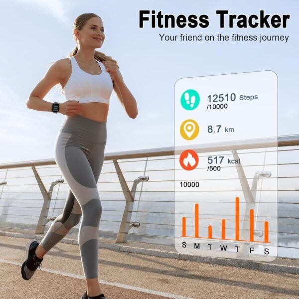 Smart Watch, 1.95" Smartwatch for Men Women (Answer/Make Call), 110+ Sports Modes Fitness Tracker with Heart Rate Sleep Monitor, IP68 Waterproof Fitness Watch, Step Counter Watches for Android iOS - Image 7