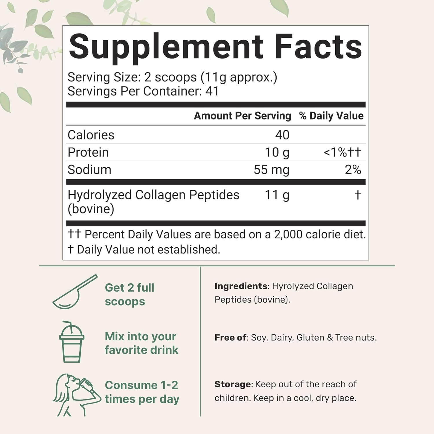 Micro Ingredients Hydrolyzed Collagen Peptides Powder, 1lb | Grass Fed Bovine Collagen for Women & Men | Type I & III Unflavored | Easy Mixing Vital Nutrients for Healthy Hair, Skin & Joints - Image 3