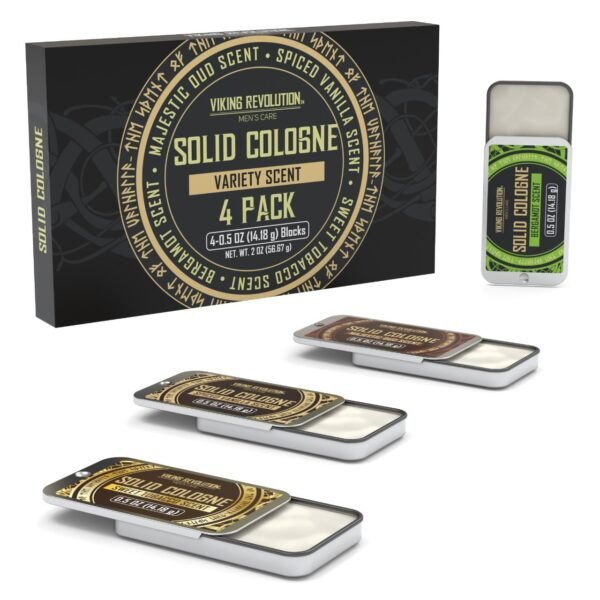 Viking Revolution 4 Pack Mens Colognes - 0.5 Oz Solid Perfume with Spiced Vanilla, Sweet Tobacco, Majestic Oud, Bergamot - Travel Wax Balm Cologne - Image 8