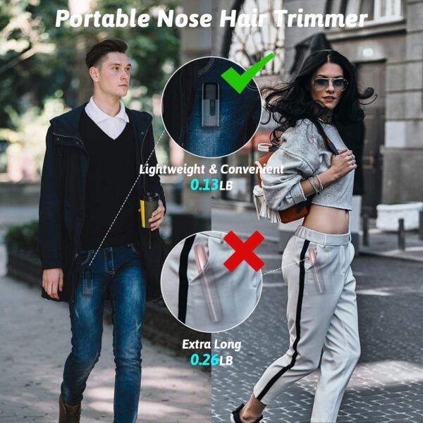 Nose Hair Trimmer for Men, Ear and Nose Trimmer for Men with Fast Charging Built-in Battery, Portable Nose Hair Trimmer for Women，LCD，Dual Edge Blade，High Speed 12000 RPM Motor - Image 4