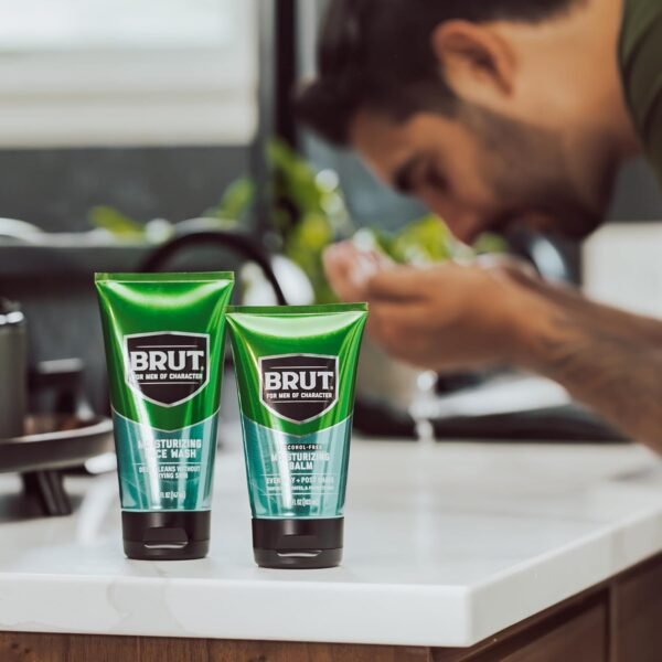 BRUT Moisturizing Balm - Soothing Men’s Face Moisturizer with Signature Scent - Lightweight and Grease-Free Aftershave Lotion - 3.5 oz - Image 7