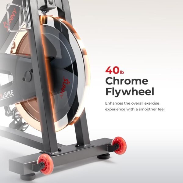 Sunny Health & Fitness Pro Cycling Stationary Bike, 40 LB Flywheel & 4-Way Adjustable Seat for Home Exercise & Indoor Cycle/Cardio Workout, Optional Free SunnyFit App Bluetooth Connection - Image 4