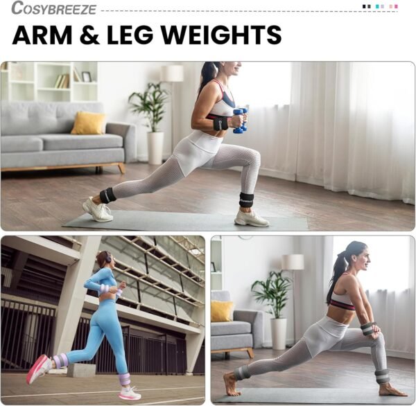 Ankle Weights for Women Men 1 2 3 4 6 8 10 LBS Set Wrist Leg Arm Weights for Kids with Adjustable Strap, Strength Weighted for Walking Running Physical Therapy Jogging Fitness Home Gym Workout - Image 8